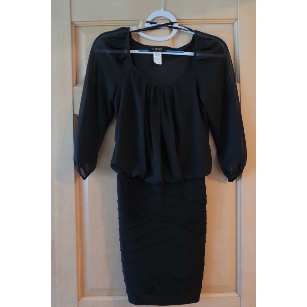 Black long sleeve body con dress
